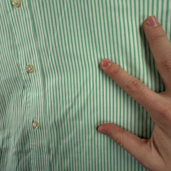 Ralph Lauren Men Button Up Shirt Long Sleeve Green Striped Classic 16.5 34/35 - Picture 15 of 16